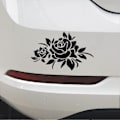 Miniatyrbillede 5 af 5: Sort Blomst Bilmærkat, Anti-ridse Dørmærkat Beskyttelse Vinyl Grafikmærkat til Bilhjelm Reflekterende Kofangermærkat[HK]