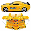 Miniatyrbild 2 av 3: Deform Robotbil för barn Bump & Go Action 2 i 1 Robotbilsleksak med 3D-ljus och musik Transformera bil leksak Batteridriven (gul)[HK]