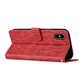 Miniatyrbild 3 av 5: Fodral för iPhone X PU Läder Flip Folio Fodral med Korthållare Magnetisk Stängning Vikbart Ställ Kompatibelt med iPhone X Skal[HK] Red