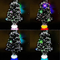 Miniatyrbilde 2 av 5: 42 cm små juletrær, fiberoptiske juletrær med 8 fargeskiftende iriserende LED-lys, kunstige forhåndsopplyste mini bordjuletrær