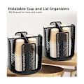Miniatyrbillede 4 af 5: Roterende kop og låg-arrangør med 4 rum, kopdispenser, papirkopopbevaringsholder, til bordplade[HK]