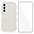 Pikkukuva 1 / 5: WANLONFENG XL -sarja Samsung Galaxy A05s 4G -puhelimelle Aaltoileva reunus TPU-kuori karkaistulla lasikalvolla [HK] Style B Multicolor