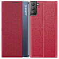 Miniatyrbillede 1 af 5: Til Samsung Galaxy S21 FE View Window Telefon Cover Anti-fald Læder Beskyttelses Skal med Stativ[HK] Multicolor Style D