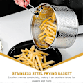 Miniatyrbillede 2 af 5: Friturekurv, Pasta Kurv i Rustfrit Stål, Friturekurv med Langt Håndtag, til Gryde, Rund Mad[HK] Silver White