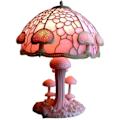 Miniatyrbillede 1 af 5: Maleri Glas Svampe Bordlamper Bohemian Harpiks Svampe Bordlampe Natlampe Til Hjem Og Kontor[HK] Pink Mushroom Table Lamp