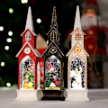 Miniatyrbild 3 av 5: Julkyrka vindlykta ljus dekorativ jullampa prydnad för bordsskåp[HK]