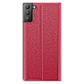 Miniatyrbillede 3 af 5: Til Samsung Galaxy S21 FE View Window Telefon Cover Anti-fald Læder Beskyttelses Skal med Stativ[HK] Multicolor Style D