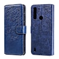 Miniatyrbillede 1 af 4: Kalveskinds tekstur læder cover til Motorola Moto G8 Power Lite[HK] Blue