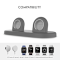 Miniatyrbillede 2 af 5: AHASTYLE PT116 til Apple Watch Dobbelt Position Opladningsstand Smart Watch Oplader Holder Base[HK] Style A Apple Watch SE (2022) Grey