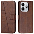 Pikkukuva 1 / 5: Xiaomi Redmi Note 14 5G Kotelo Jalustalla Käännettävä Suojaava Nahkainen Puhelinkuori - Musta[HK] Brown Multicolor