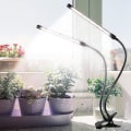Miniatyrbillede 5 af 5: HKK  Grolys, sollys hvid 50w 84 Led dobbelthovedet klemme plantelys, 4/8/12h timer 5 dæmpbare niveauer