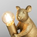 Miniatyrbild 3 av 3: Modern bordslampa i metalliskt guld med råtta-design, djurmuslampa, vardagsrum, matsal, sovrum [hk]