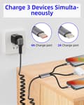 Miniatyrbillede 2 af 5: 3-i-1 Spiral USB-C-kabel, 66W, 90-graders USB-C til Type-C bærbart bil-multikabel til hurtigopladning, kompatibelt med MacBook
