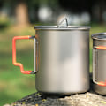 Miniatyrbillede 7 af 8: Stabelbare titanium campingkopper med foldehåndtag til rejser og camping