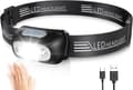 Kraftig LED-hodelykt med bevegelsessensor, IPX6 vanntett, USB, tilbehørshodelykt for fiske, camping, løping, sykling