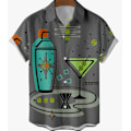 Miniatyrbild 4 av 6: Men Retro Button Down Bowlingskjorta 50-tals Rock Summer T-Shirt RJCS001 4XL