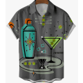 Miniatyrbild 4 av 6: Men Retro Button Down Bowlingskjorta 50-tals Rock Summer T-Shirt RJCS002 XXL