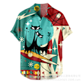 Miniatyrbild 5 av 6: Men Retro Button Down Bowlingskjorta 50-tals Rock Summer T-Shirt RJCS001 4XL
