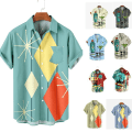 Miniatyrbild 2 av 6: Men Retro Button Down Bowlingskjorta 50-tals Rock Summer T-Shirt RJCS001 L