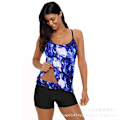 Miniatyrbild 1 av 6: Damer Plus Size Badkläder 2st Badkläder Badkläder + Shorts Blue starry sky M
