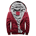 Miniatyrbild 6 av 6: Män Tjock varm fleecepälsfodrad huvtröja Zip Up Vinterjacka Sweatshirt Topp Red L