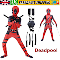 Miniatyrbild 2 av 10: Deadpool Kostym Cosplay Barn Bodysuit Pojkar Barnens Dag Maskeraddräkt Fest only clothes 7-8 years (130cm）