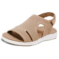 Miniatyrbild 1 av 6: Kvinnors mjuka tå Mesh övre sandaler Walking Cross-Strap Skor Apricot 36