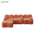 HOMAIRE 3-sits modulsoffa i L-form med ottoman, sammet, orange Orange 288 x 167 x 70 cm