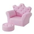 HOMAIRE Barnsoffa med ottoman, rosa prinsesssoffa med fotpall för barnrum Rosa