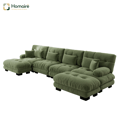 HOMAIRE modulsoffa i U-form, 4-sits grön chenille med flyttbar ottoman Grön 406 x 145 x 81 cm