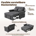 Miniatyrbild 6 av 8: HOMAIRE 2-sits soffa med bäddfunktion, LED-belysning och USB/Type-C-laddning, grå chenille Grå 145 x 141.5 x 90 cm