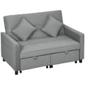 HOMAIRE 4-i-1 soffa med justerbar rygg, bäddsoffa med kuddar, grå polyester och eukalyptusträ Grå 140.5 x 90.5 x 89 cm