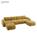 HOMAIRE U-formad modulsoffa 4-sits med 2 pallar, gul chenille Gul 358 x 171 x 76 cm