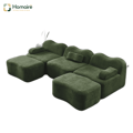 HOMAIRE 3-sits modulsoffa i U-form med 2 ottomaner, grön sammet Grön 288 x 167 x 70 cm
