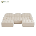 HOMAIRE 3-sits U-format modulsoffa med 2 ottomaner, beige-vit Beige White 288 x 165 x 79 cm