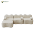 HOMAIRE 3-sits modulsoffa i L-form med ottoman, beige sammet Beige 288 x 167 x 70 cm