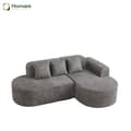 HOMAIRE Modern L-förmigt Ecksofa i anthrazit med rundat design och Chenille-stoff Grå