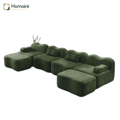 HOMAIRE 4-sits modulsoffa i U-form med 2 ottomaner, grön sammet Grön 384 x 167 x 70 cm