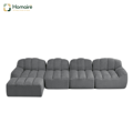 HOMAIRE 4-sits modulsoffa med ottoman, skalformad, grå Grå 366 x 165 x 79 cm