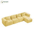 HOMAIRE 4-sits L-format modulsoffa med schäslong, gul, högdensitetsskum Gul 344 x 162 x 67 cm