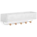 Estique Key Board with Multifunctional Mail Holder Wall Organizer with 5 Hooks, White