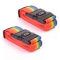 2-pack - Heavy Duty Non-Slip Luggage Straps for Suitcases, Adjustable Rainbow Straps (Rainbow Straps with Lock) [DB]