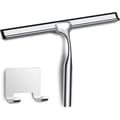 Stainless Steel Shower Squeegee with Hook, Silver Shower Squeegee, Shower Window Squeegee, Bathroom Squeegee for Tiles, Walls, Glass, Doors Silver Silver