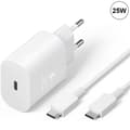 Miniatyrbillede 1 af 4: 25W Hvid Type-C Oplader + Type-C Kabel til Samsung Galaxy A25 A15 A05 A05s A35 A55