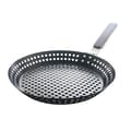 Non-stick metall grillpanne med sammenleggbart trehåndtak Perforert grillpanne Avtakbart H