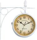 Retro Station Clock, Double-Sided Wall Clock for Indoor and Outdoor Use-FF- White White