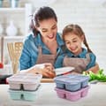 Miniatyrbild 2 av 5: Bento Lunch Box with 4 Compartments, Reusable, BPA-Free Food Container with Sauce Holder for Adults, Stackable, Multicolor
