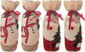 Four New Christmas Decorations Linen Embroidered Snowman Old DXGHC