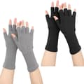 Fingerlösa handskar 2-pack - Långa stickade halvfinger-vantar för höst och vinter - Svart och grå - One Size - Med handledsmudd