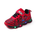 Børnesportssko Spiderman Lysende Sneakers Børne LED Selvlysende Sko Til Drenge, rød